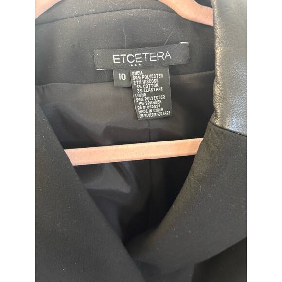 Etcetera Black with Leather Trim Blazer Sz 10 - Picture 3 of 3